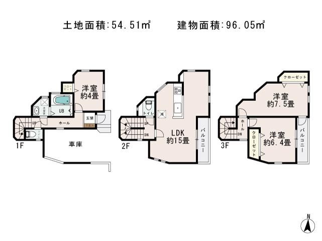 Floor plan. (C), Price 35,960,000 yen, 3LDK, Land area 54.51 sq m , Building area 96.05 sq m