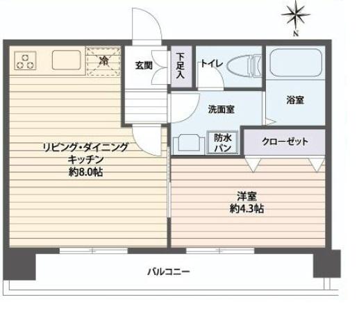Floor plan. 1LDK, Price 14.8 million yen, Footprint 36 sq m