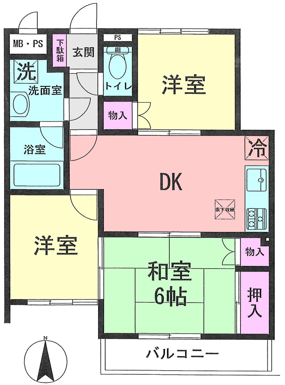 Floor plan. 3DK, Price 14.8 million yen, Occupied area 52.52 sq m , Balcony area 4.31 sq m