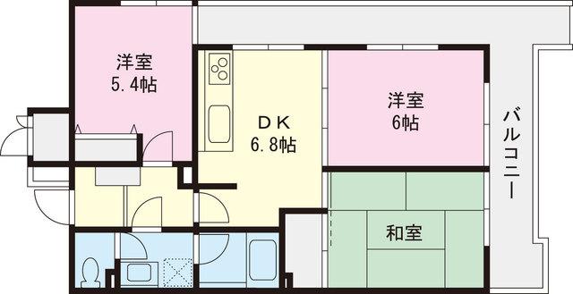 Floor plan. 3DK, Price 18 million yen, Footprint 54.1 sq m , Balcony area 13.05 sq m