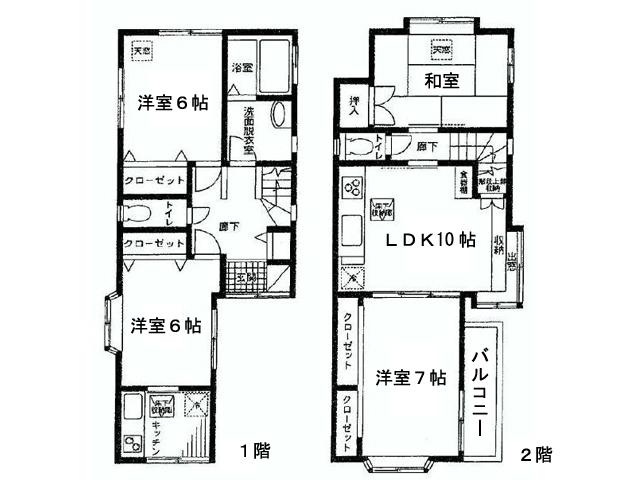Floor plan. 42 million yen, 4LDKK, Land area 74.27 sq m , Building area 78.53 sq m floor plan 2-story 1K + 3LDK