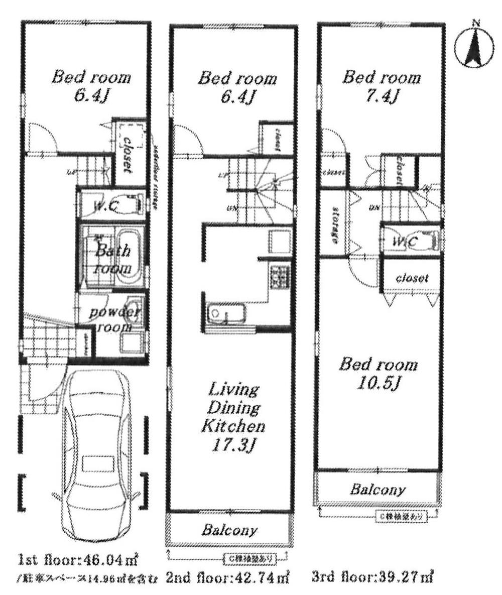 Floor plan. (C), Price 41,800,000 yen, 4LDK, Land area 71.85 sq m , Building area 128.05 sq m