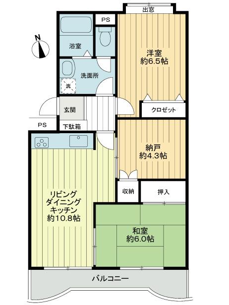 Floor plan. 2LDK + S (storeroom), Price 16,900,000 yen, Occupied area 62.59 sq m , Balcony area 7.6 sq m 2SLDK