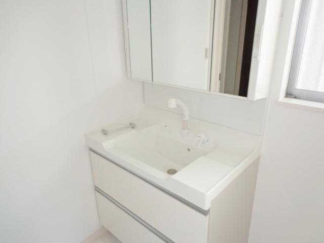 Wash basin, toilet. Bathroom vanity