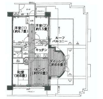 Floor plan. 3LDK, Price 31,800,000 yen, Occupied area 77.74 sq m , Balcony area 10.93 sq m floor plan.