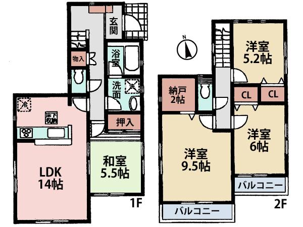 Floor plan. (4 Building), Price 38,800,000 yen, 4LDK+S, Land area 133.04 sq m , Building area 96.38 sq m