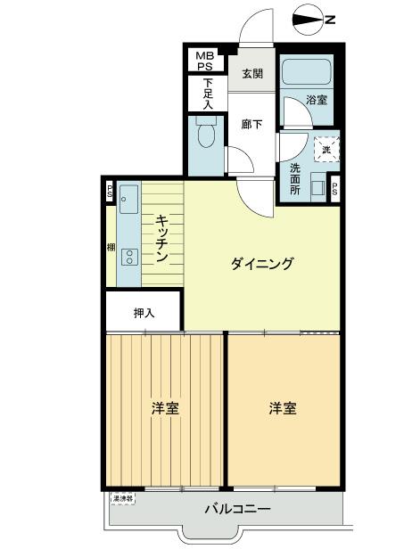 Floor plan. 2DK, Price 15.8 million yen, Occupied area 49.85 sq m , Balcony area 5.26 sq m