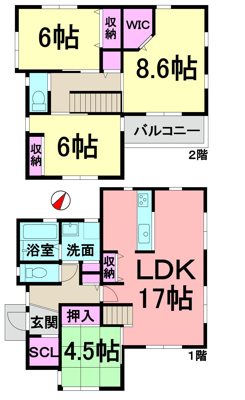 Floor plan. (3 Building), Price 58,800,000 yen, 4LDK, Land area 140.93 sq m , Building area 103.5 sq m