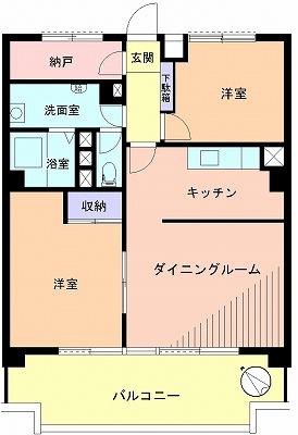 Floor plan. 2DK + S (storeroom), Price 13.8 million yen, Occupied area 63.64 sq m , Balcony area 12.62 sq m