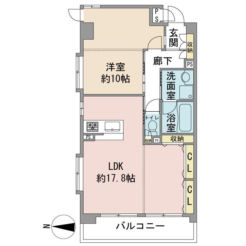 Floor plan. Skeleton is the renovation already in the room. We have changed the 3LDK to 1LDK.