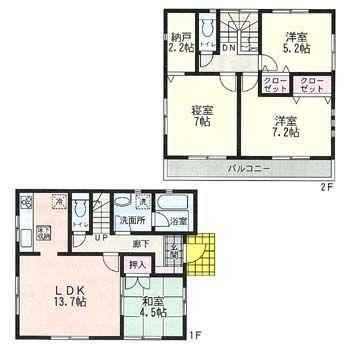 Floor plan. 37,800,000 yen, 4LDK, Land area 138.16 sq m , Building area 91.53 sq m