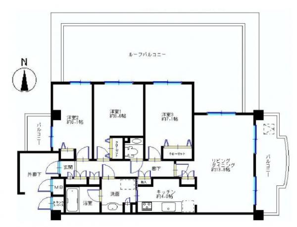 Floor plan. 3LDK, Price 29,100,000 yen, Occupied area 82.04 sq m