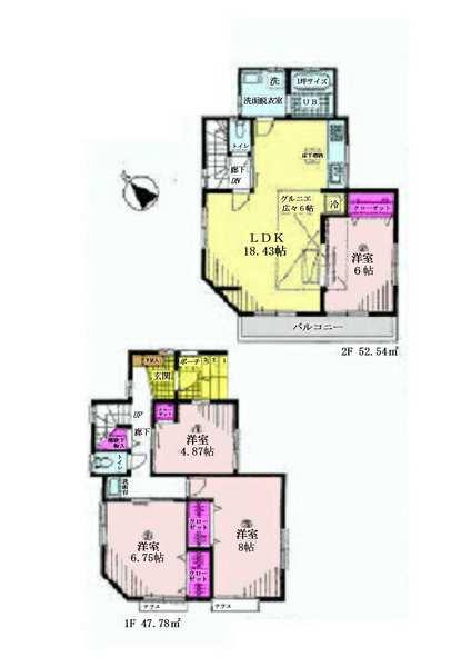 Floor plan. 44,800,000 yen, 4LDK, Land area 100.82 sq m , Building area 100.32 sq m