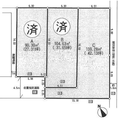 Compartment figure. Land price 59,500,000 yen, Land area 139.28 sq m