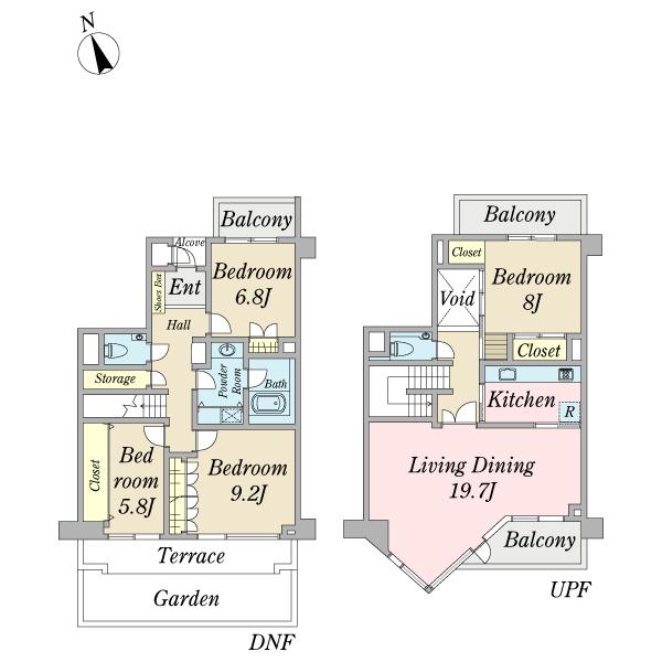 Floor plan. 4LDK, Price 43,800,000 yen, Footprint 142.16 sq m , Balcony area 17.44 sq m
