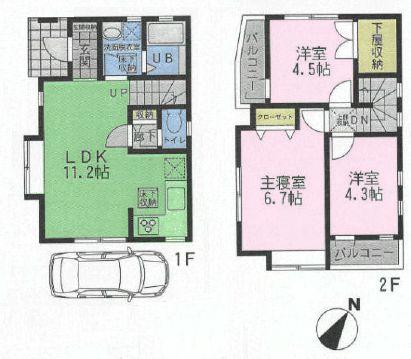 Floor plan. 33,500,000 yen, 3LDK, Land area 82.64 sq m , Building area 60.34 sq m
