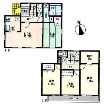Floor plan. 37,800,000 yen, 4LDK, Land area 130.86 sq m , Building area 93.96 sq m