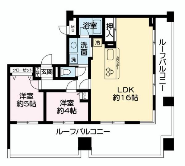 Floor plan. 2LDK, Price 36,200,000 yen, Occupied area 61.98 sq m floor plan