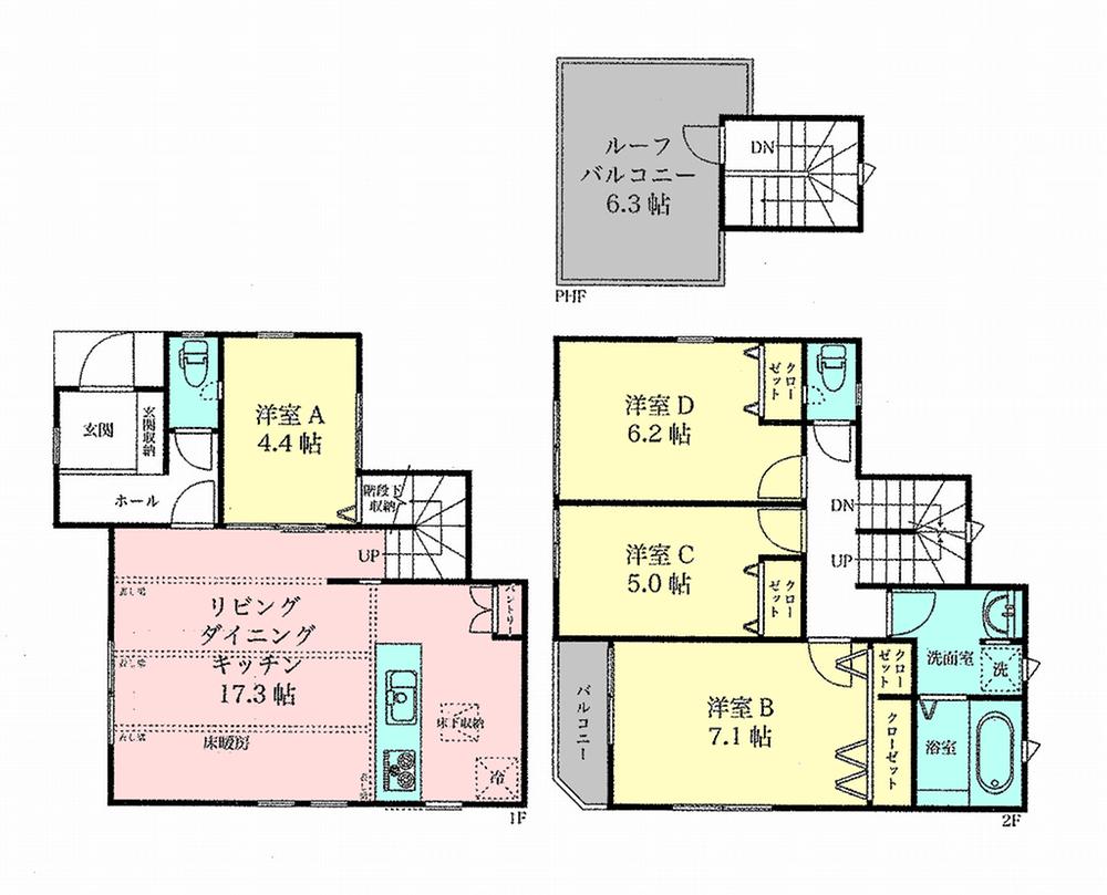 Floor plan. 37,800,000 yen, 4LDK, Land area 92.69 sq m , Building area 97.28 sq m