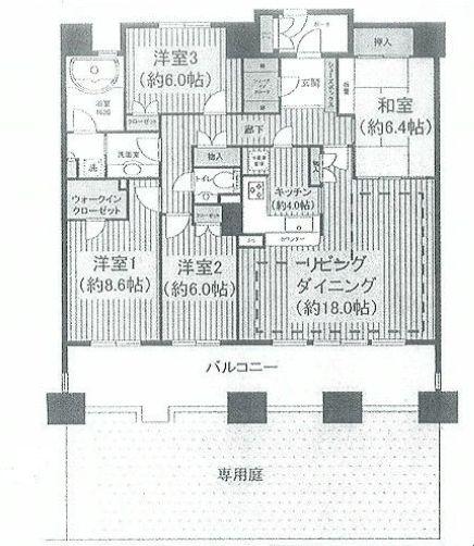 Floor plan. 4LDK, Price 62,300,000 yen, Footprint 114.74 sq m , Balcony area is 24 sq m floor plan.