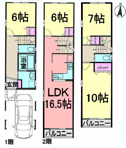 Floor plan. 39,800,000 yen, 4LDK, Land area 68.15 sq m , Building area 121.95 sq m