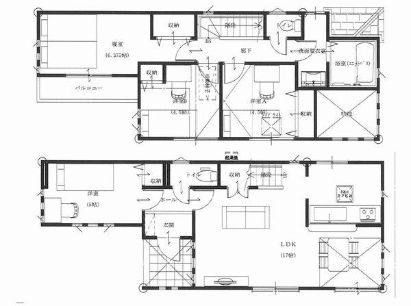 Floor plan. (Building 2), Price 47,958,000 yen, 4LDK, Land area 80.29 sq m , Building area 85.92 sq m