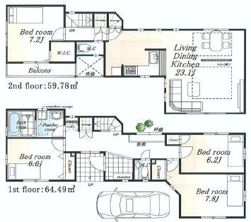 Floor plan. 58,800,000 yen, 4LDK, Land area 116.04 sq m , Building area 124.27 sq m