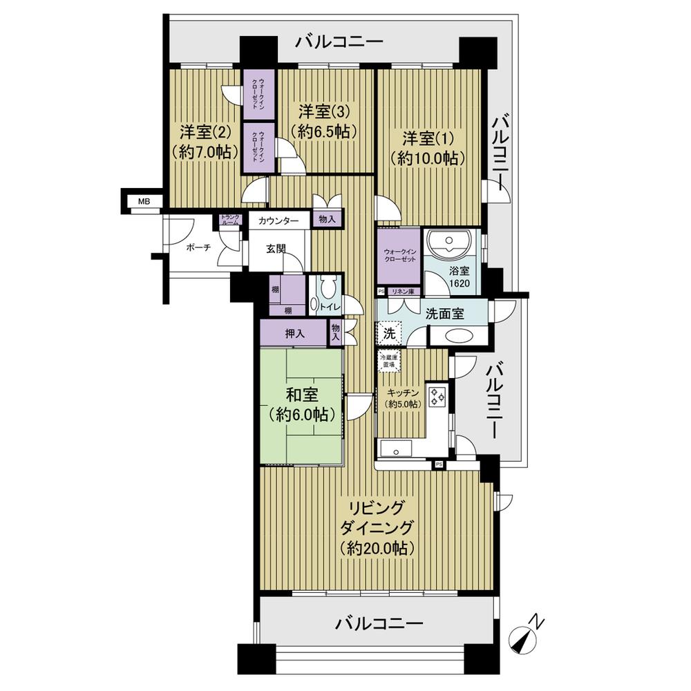 Floor plan. 4LDK + S (storeroom), Price 62,800,000 yen, Footprint 126.57 sq m , Balcony area 47.17 sq m 126m2 ・ 4LDK