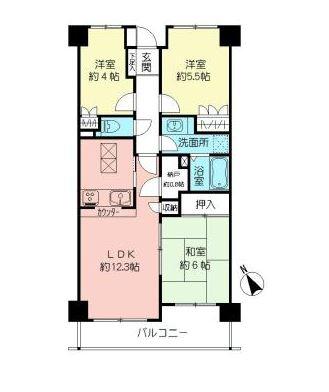 Floor plan. 3LDK, Price 16,900,000 yen, Footprint 62.4 sq m , Balcony area 7.26 sq m
