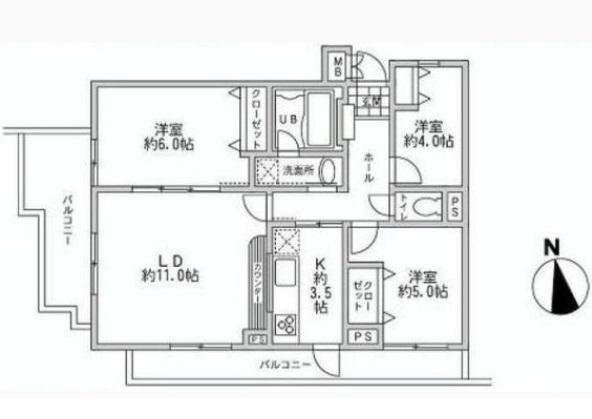 Floor plan. 3LDK, Price 26,800,000 yen, Footprint 66.9 sq m , Balcony area 14.28 sq m
