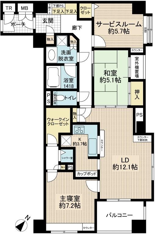 Floor plan. 2LDK + S (storeroom), Price 41,800,000 yen, Occupied area 85.34 sq m , Balcony area 6.04 sq m
