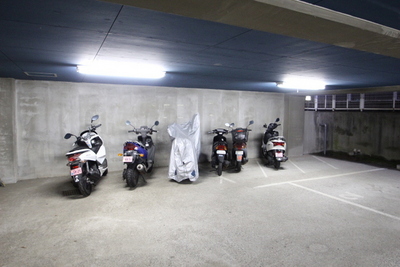 Parking lot. There underground bike storage