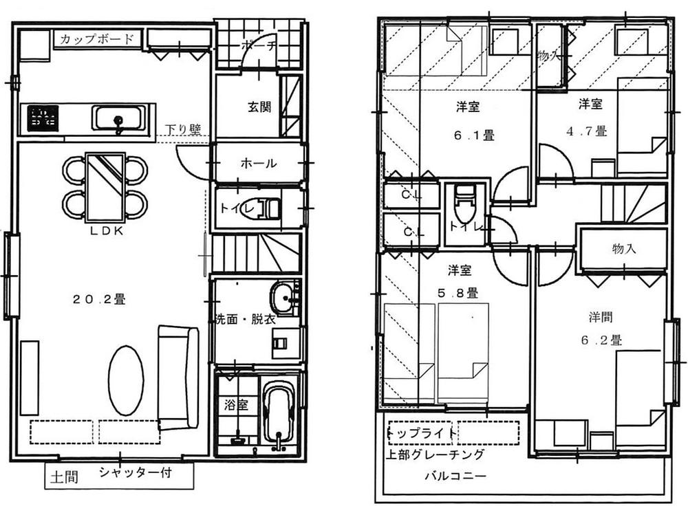 Other building plan example. Building plan example (No. 2 place) building price 14.3 million yen, Building area 95.22 sq m