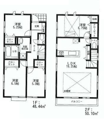 Floor plan. 47,900,000 yen, 4LDK, Land area 100.52 sq m , Building area 98.54 sq m