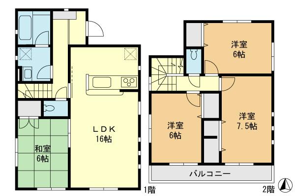 Floor plan. (Building 2), Price 39,800,000 yen, 4LDK, Land area 142.64 sq m , Building area 93.96 sq m