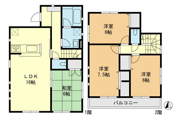 Floor plan. (3 Building), Price 39,800,000 yen, 4LDK, Land area 137.48 sq m , Building area 93.96 sq m