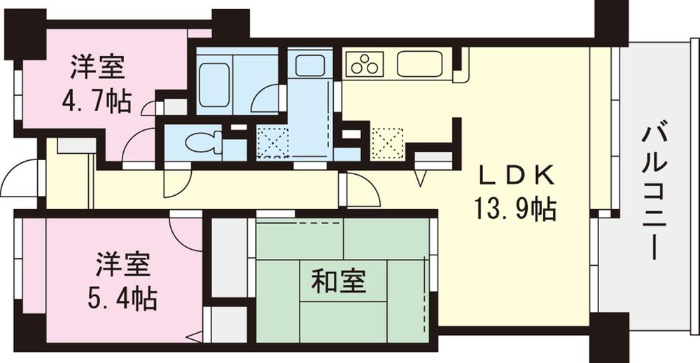 Floor plan. 3LDK, Price 32,900,000 yen, Occupied area 65.86 sq m , Balcony area 12.4 sq m