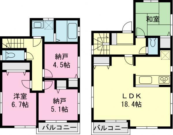 Floor plan. 44,950,000 yen, 2LDK+2S, Land area 103.72 sq m , Building area 91.91 sq m