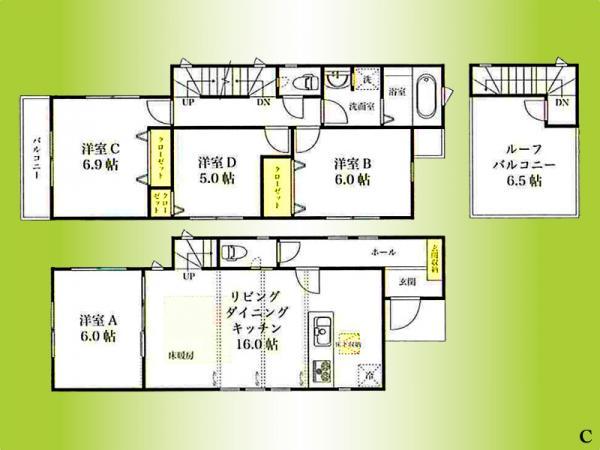Floor plan. 37,800,000 yen, 4LDK, Land area 92.69 sq m , Building area 97.28 sq m