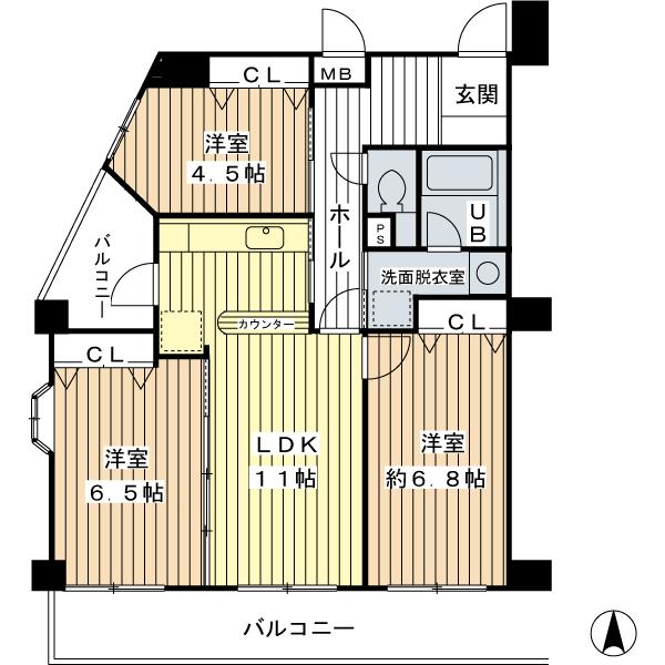Floor plan. 3LDK, Price 21,800,000 yen, Occupied area 66.82 sq m , Balcony area 13.47 sq m Please have a look once!