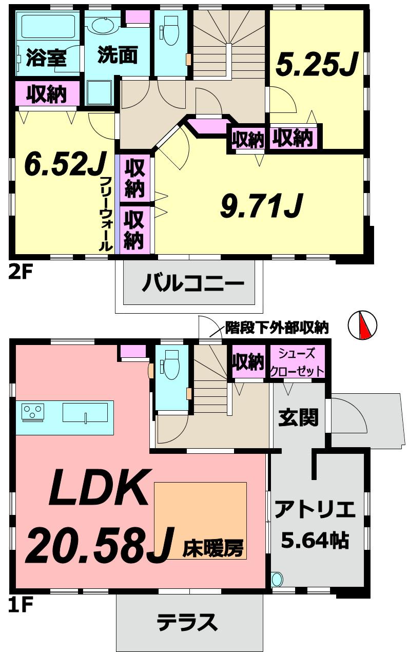 Floor plan. (A Building), Price 76,958,000 yen, 4LDK, Land area 159.08 sq m , Building area 116.49 sq m