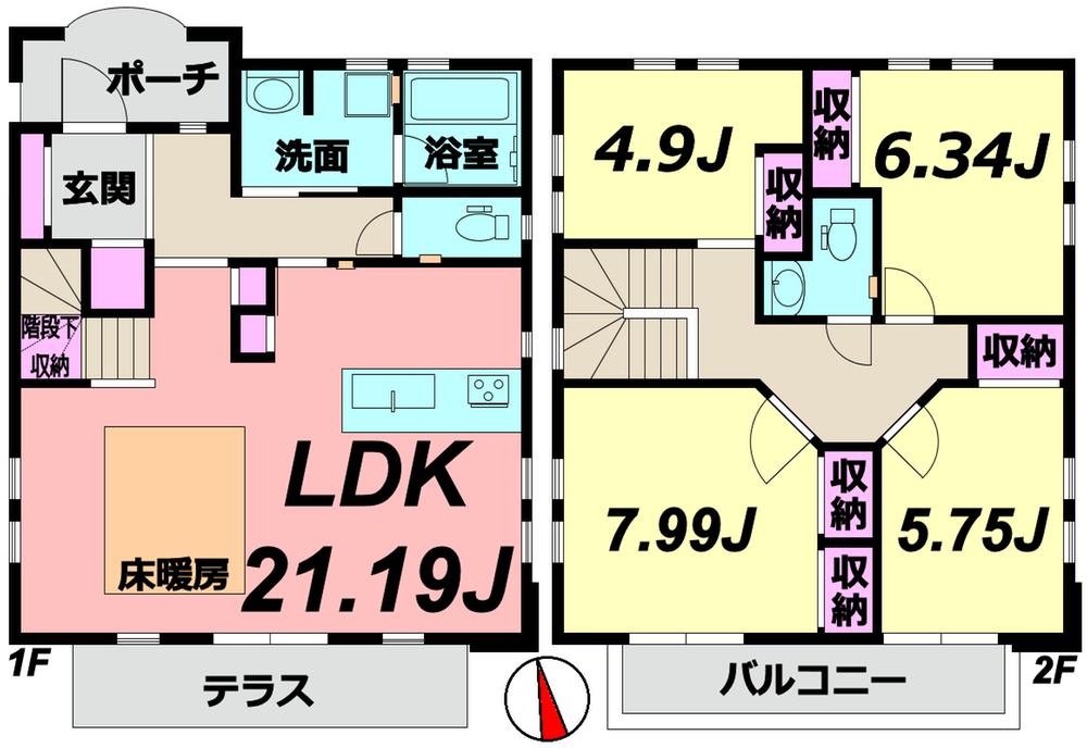 Floor plan. (B Building), Price 73,958,000 yen, 4LDK, Land area 190.75 sq m , Building area 120.76 sq m