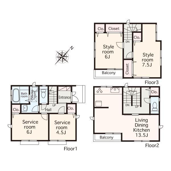 Floor plan. 41,800,000 yen, 4LDK, Land area 70.66 sq m , Building area 97.7 sq m
