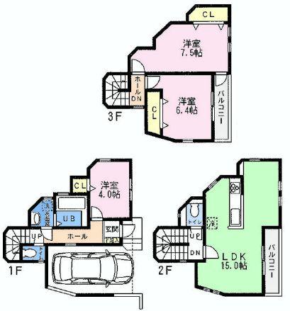Floor plan. 35,960,000 yen, 3LDK, Land area 54.51 sq m , Building area 96.05 sq m