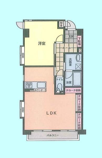 Floor plan. 1LDK, Price 27.5 million yen, Footprint 60 sq m