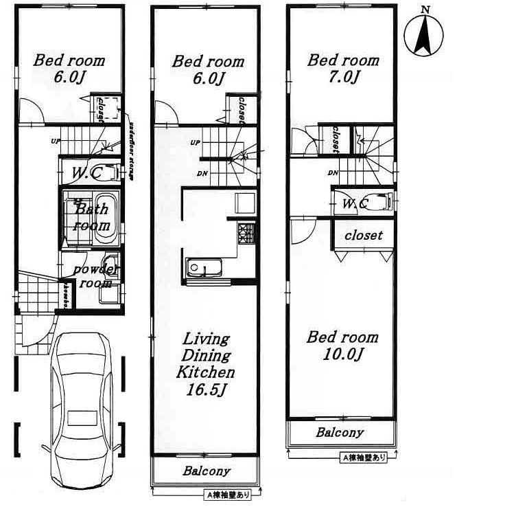 Floor plan. (B Building), Price 39,800,000 yen, 4LDK, Land area 68.18 sq m , Building area 121.95 sq m