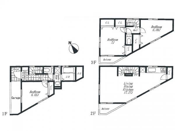 Floor plan. 28.8 million yen, 3LDK, Land area 63.69 sq m , It is a building area of 97.91 sq m floor plan. Popular living stairs ・ 17.27 is the Pledge of LDK