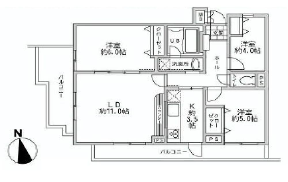 Floor plan. 3LDK, Price 26,800,000 yen, Footprint 66.9 sq m , Balcony area 14.28 sq m