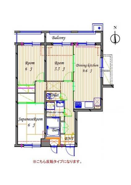 Floor plan. 3DK, Price 27,990,000 yen, Footprint 65.3 sq m , Balcony area 8.6 sq m