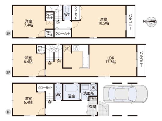 Floor plan. 45,800,000 yen, 4LDK, Land area 72.04 sq m , Building area 128.05 sq m floor plan